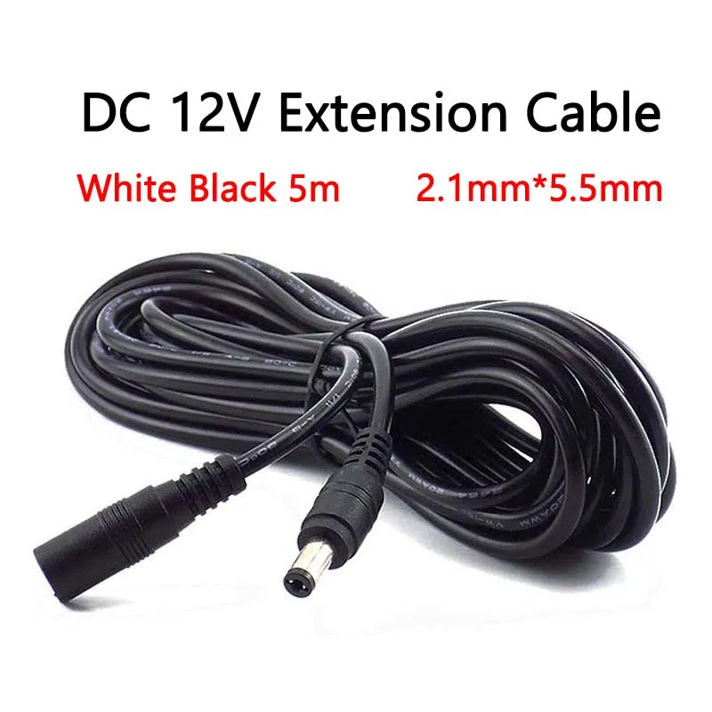 

5 Meters DC 12V Extension Power Cable Male To Female 2.1mm*5.5mm Copper Electrical Wire Connect Line For CCTV Camera Router