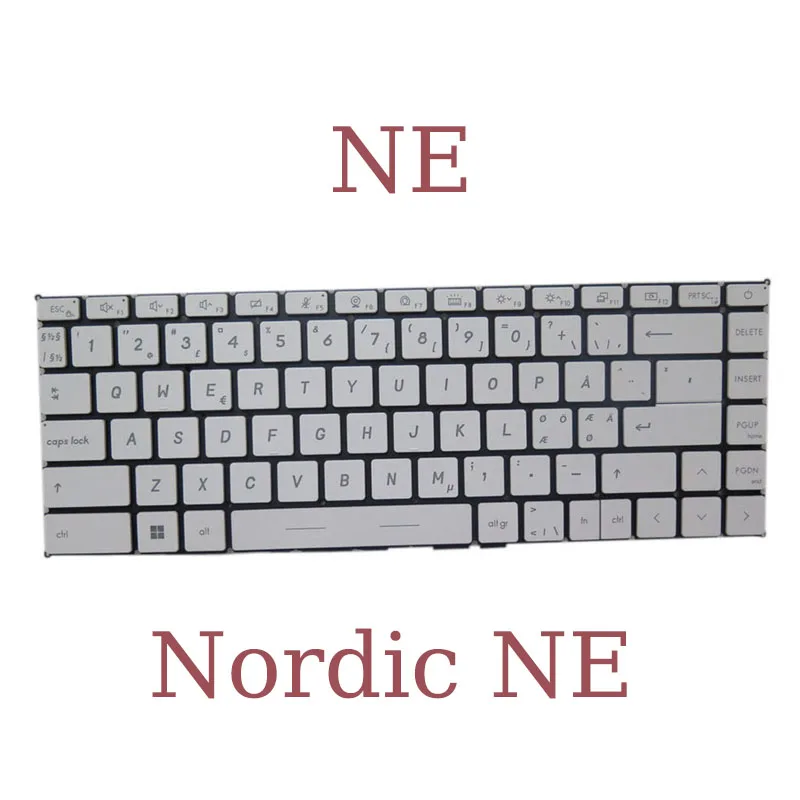 Laptop Backlit Keyboard For MSI V194222DK4 NE S1N-2ENE351-SA0 S1N2ENE351SA0 Big ctrl Win 11 Nordic NE White Without Frame New