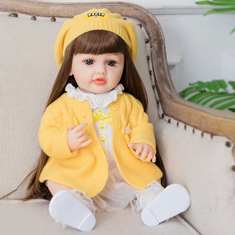 

55cm Reborn Baby Doll 22 inch Full Body Silicone Waterproof Toddler Girl Doll Princess Lifelike Sof Touch Toy Christmas Gift