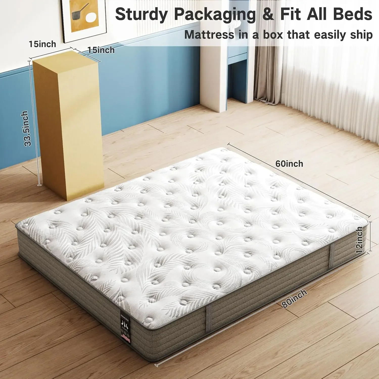 Pocket Spring, Soft & Comfortable Medium Firm Mattress, Motion Isolation, Pressure Relief, CertiPUR-US Certified