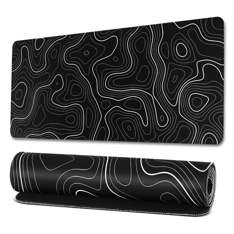 Topographic Contour Extended Big Mouse Pad Computer Keyboard Mouse Mat Mousepad With 3Mm Non-Slip Base