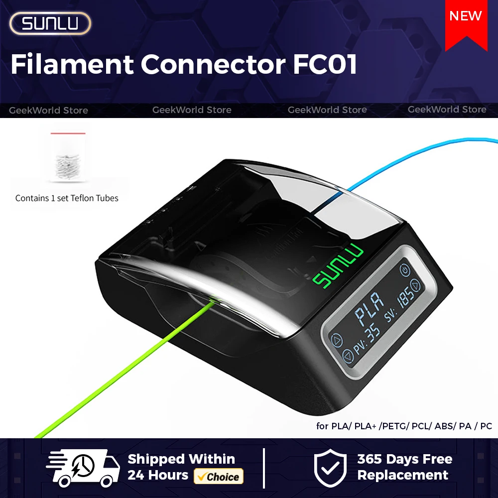 SUNLU Filament Connector FC01 PLA/PETG/PCL/ABS/PA / PC Recycled Filament Tails Multiple Consumables One Click welding