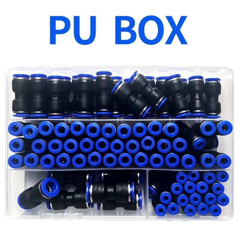 Boxed 23/60/80/100 PCS PU Series Air Straight Pneumatic Fittings Water Pipes Quick Release Connector PU-4-6-8-10mm Hose Coupling