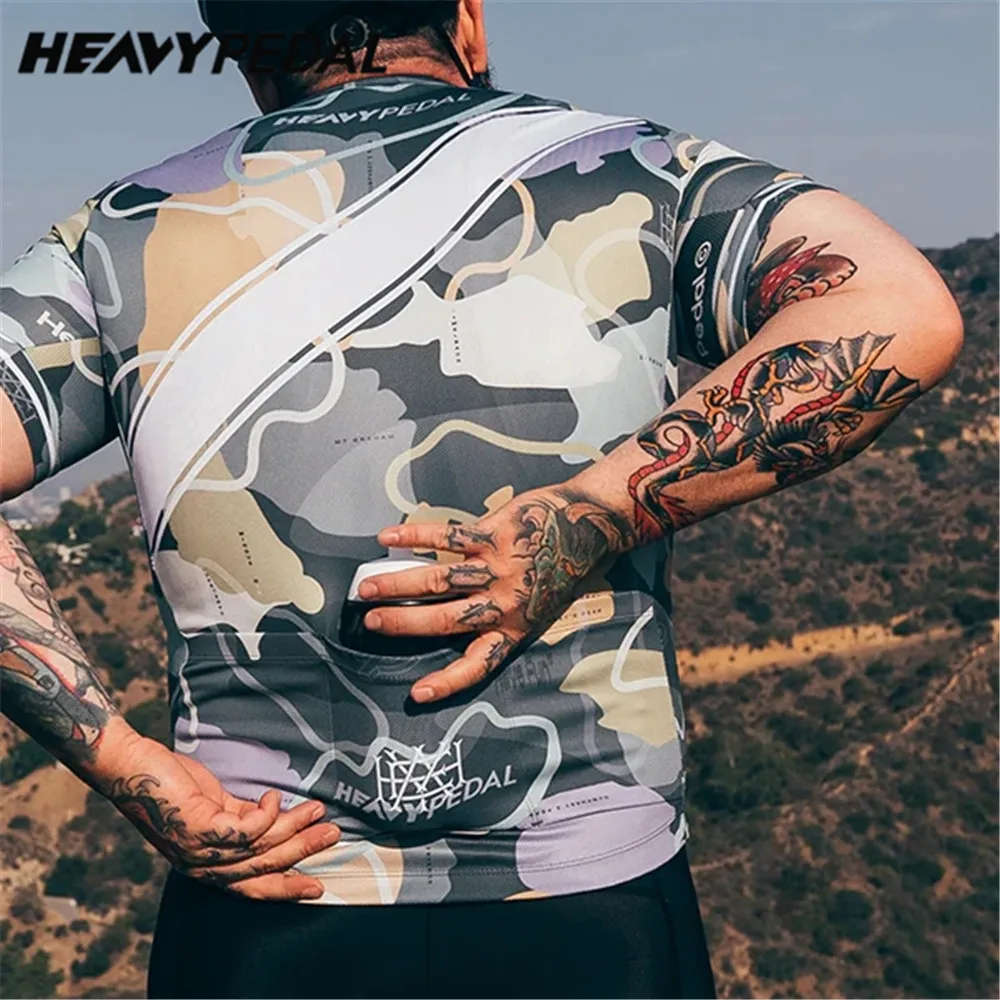 Heavypedal 2022 Cycling Jersey Man Mountain Bike Clothing Racing MTB Bicycle Clothes Uniform Shirts Sport Wear Plus Size XS-5XL