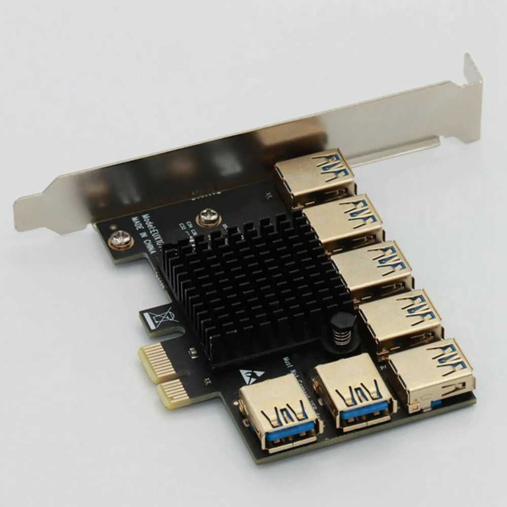 Tarjeta adaptadora PCIE 1 a 7, tarjeta elevadora PCI Express, ranura PCI-E 1X a 16x, extensor elevador USB 3,0 para minería de tarjetas de Video