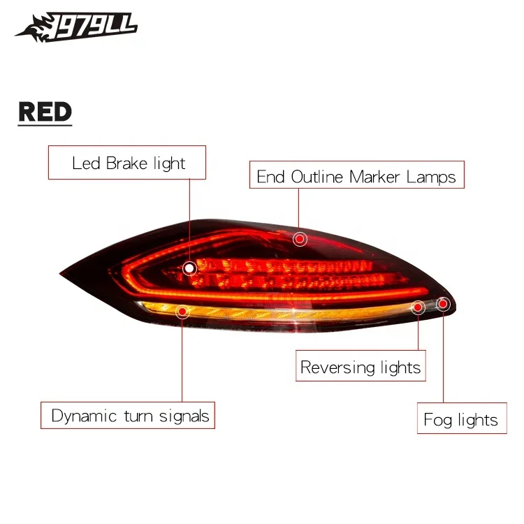 [1979ll] Car rear lights 2010 2011 2013 970 tail lights upgrade to 970.2 style led taillights for Porsche Panamera 970 970.1