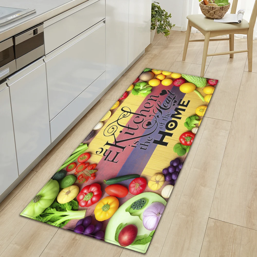 

Vegetables Kitchen Floor Mat Home Hallway Entrance Doormat Living Room Bedroom Decoration Carpet Bathroom Door Non-Slip Foot Rug