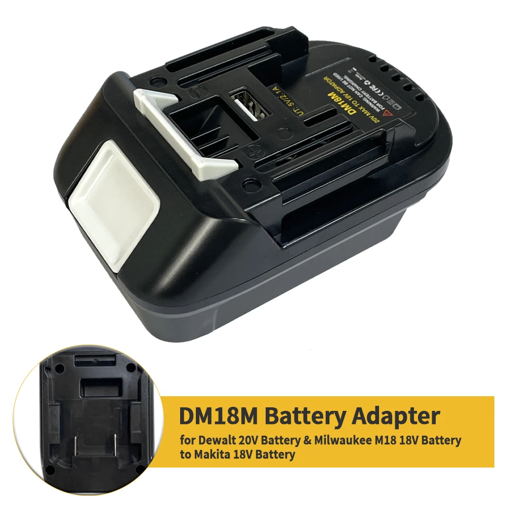 Electric Power Tool Adapter Converter DM18M Battery Adapter for Dewalt DCB200 DCB205 20V Lithium to for Makita BL1830