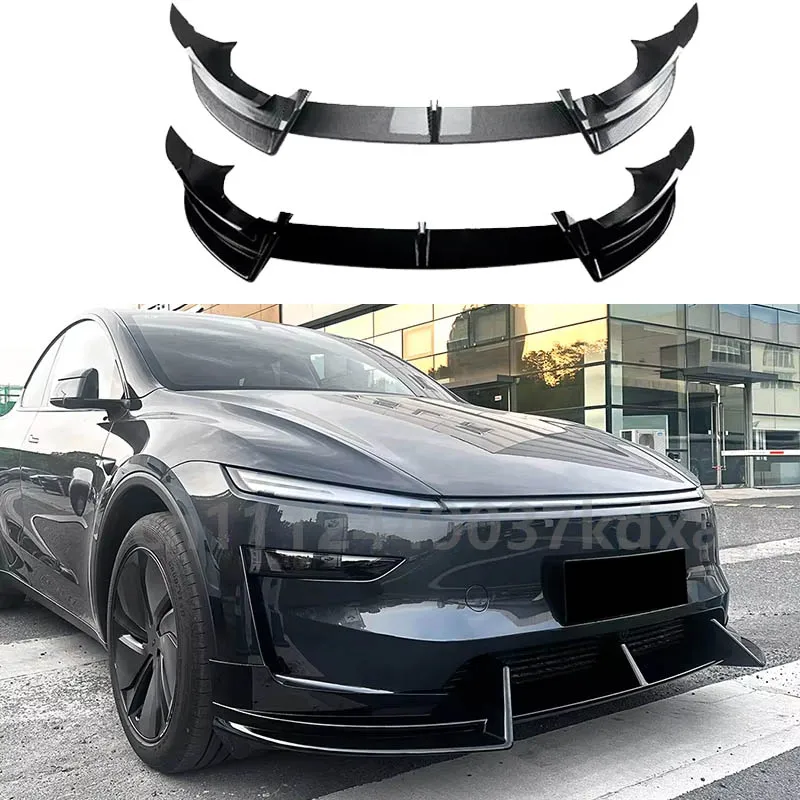 Für 2024+ Tesla Model Y Exterieur-Tuning-Schutzteile Auto-Zubehör-Kits Frontstoßstangen-Lippe Splitter Spoiler Diffusor