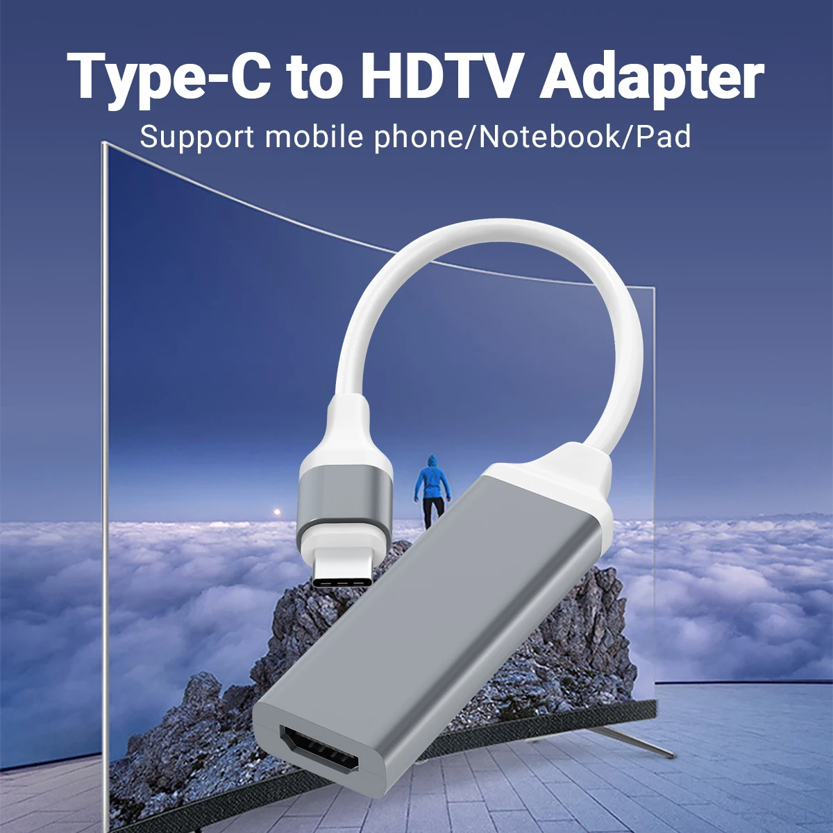 Typec to Hdmi-compatible Cable Ultra HD4K USB3.1 HDTV Cable Adapter Converter for MacBook Chromebook Pixel Samsung S24 iPhone 16