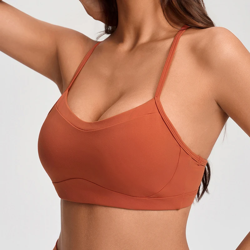 Women's Thin Strap Yoga Sports Bra, Cutout Back, Push Up & Anti-sagging, Running Fitness Bra, Sports Top