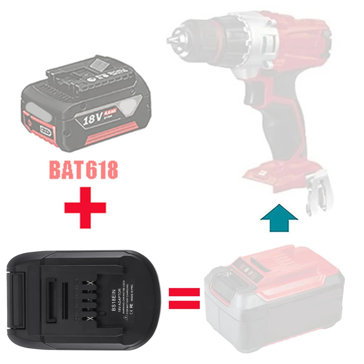 Adaptador de batería BS18EIN, cargador para Bosch, 18V, batería de iones de litio, BAT618, BAT609, BAT618G, herramienta de litio Einhell