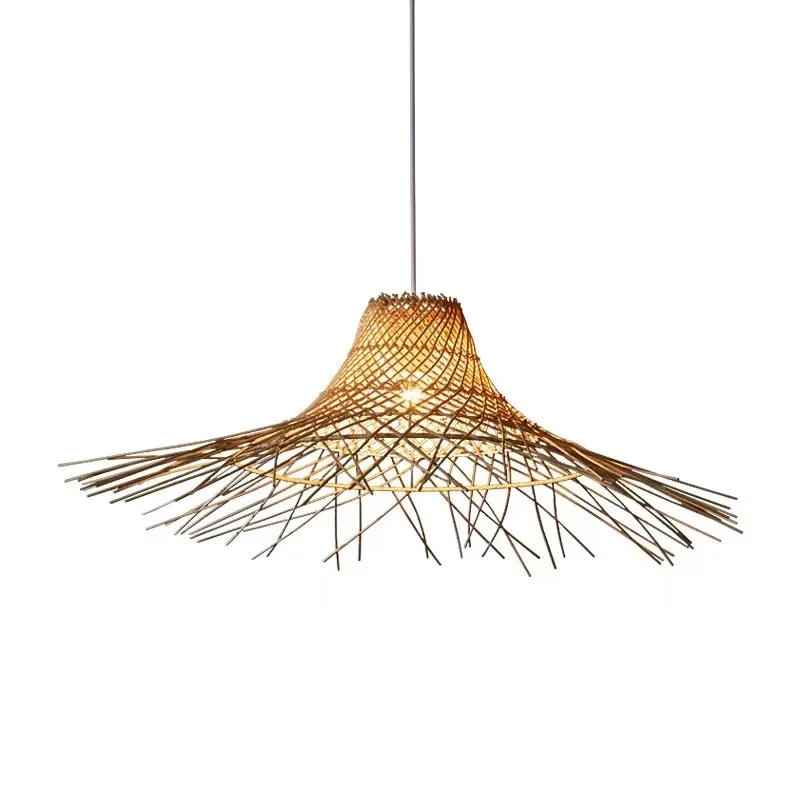 rattan straw hat chandelier Southeast Asian style homestay villa LED balcony corridor outdoor waterproof bamboo floor lamp