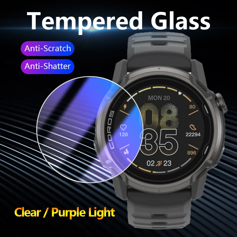 

For COROS APEX 4 APEX4 46mm 42mm Clear / Anti Purple Light 2.5D 9H Tempered Glass Guard Film Screen Protector