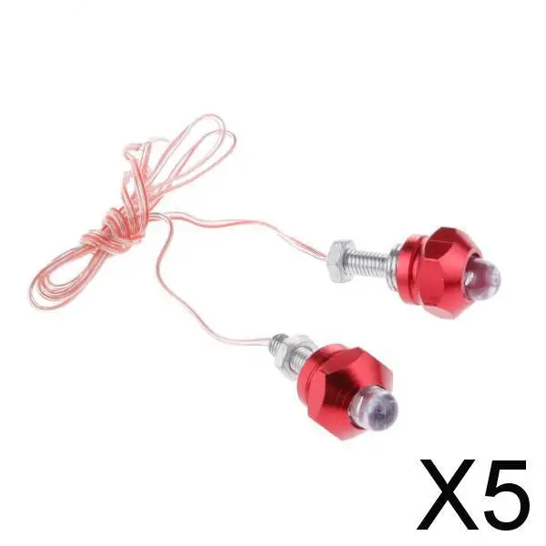 4-5 חבילה 2x אופנוע 6mm בורג רישיון צלחת מסגרת הוביל אור מהבהב-אדום