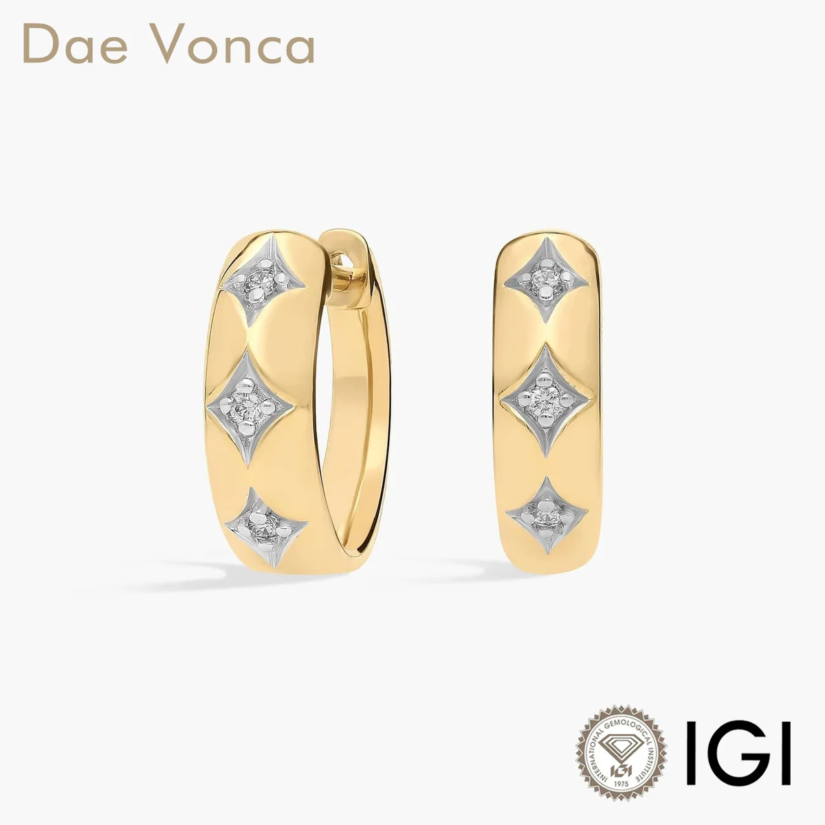 Dae Vonca Wide Lab Grown Diamond Flicker Huggie Earrings in 9K/14K/18K Yellow Gold Birthday Gift for Women