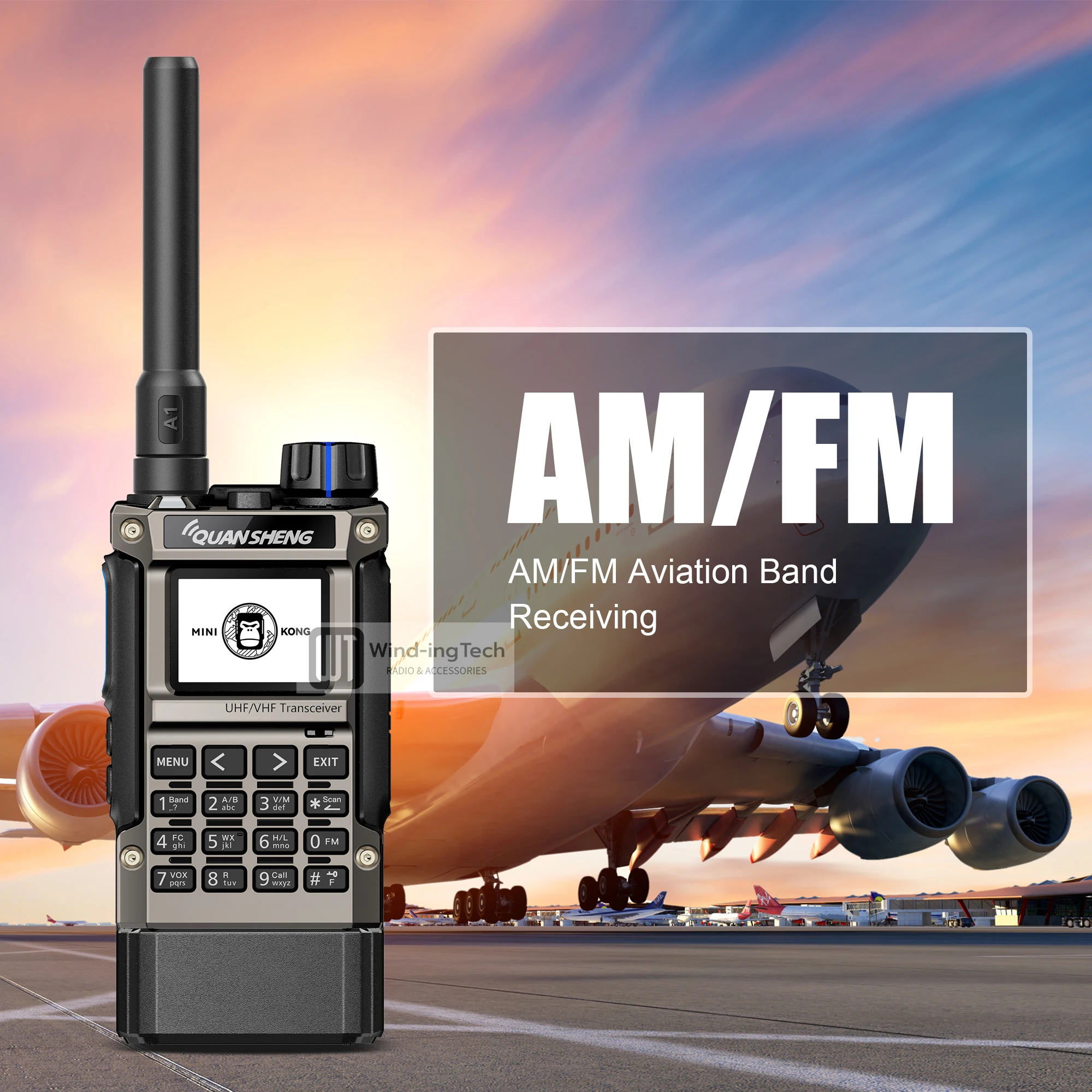 Quansheng UV-K1(8) جهاز اتصال لاسلكي صغير 2 ميجابايت فلاش 50-600 ميجا هرتز تردد نسخ لاسلكي AM FM Type-C 5 كجم طويل المدى هام اتجاهين راديو