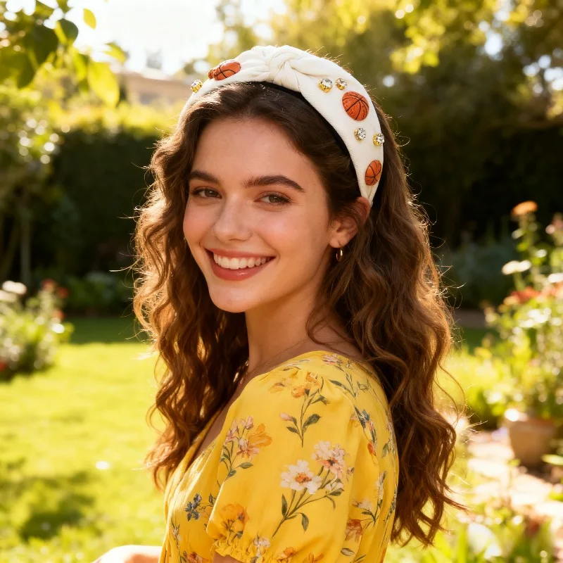 

1pcs Fashion Sport Headbands Basketball Football Baseball Accessory Simple Fabric Rhinestone Inlay Design Decor Hair Accessories