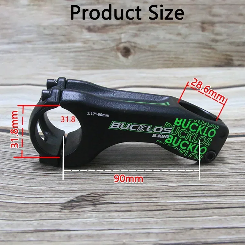 BUCKLOS MTB Power 17 Degree Stem Road Bike Table Handlebar 31 8 Bicycle Stem Riser Mountain Cycling Bridge 90mm Bike Stem Alloy