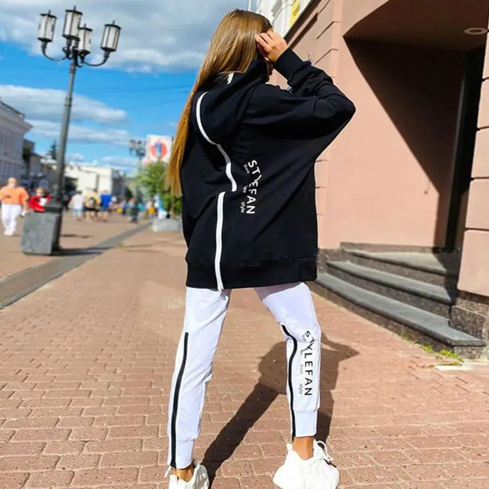 2Pcs/Set Simple Thick Hoodie Pants Set Long Sleeves Autumn Winter Women Hoodie Coat Jogging Pants Suit Cold Resistant