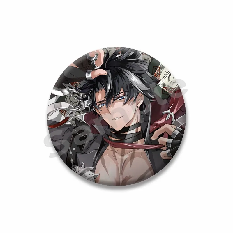 Game Figure Genshin Impact Wriothesley Cosplay Badge Funny Cartoon Soft Button Pin Tinplate Brooch Accessories for Hat Bag Prop