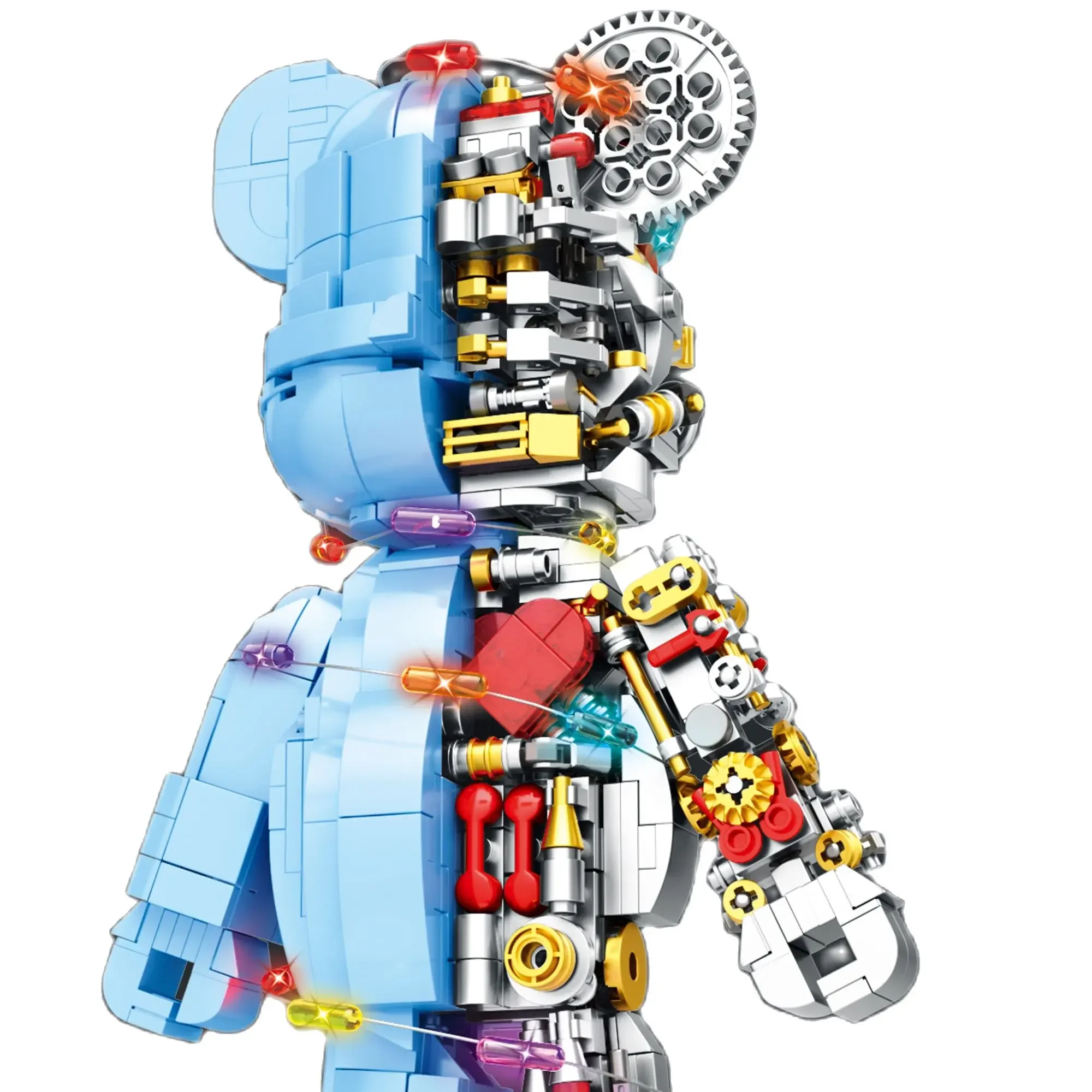 Mesin Beruang 3D Model setengah tubuh Robot blok bangunan batu bata desainer koleksi mainan Bearbrick Set hadiah anak-anak