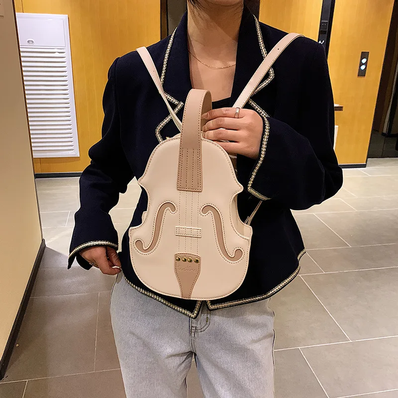 Backpack Vintage Violin Design Shoulder Bag Crossbody Bag for Women Purses and Handbags Pu Leather Trendy Designer Bag Wallet