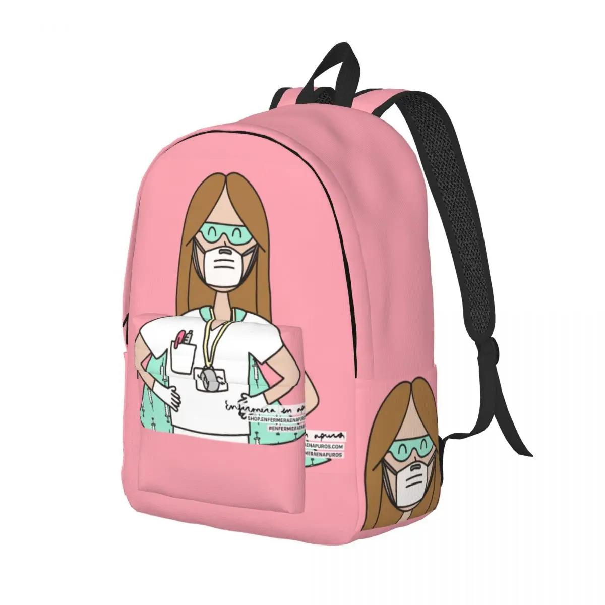 Backpack for Preschool Primary School Student Enfermera En Apuros Doctor Nurse Medical Bookbag Boy Girl Kids Canvas Daypack