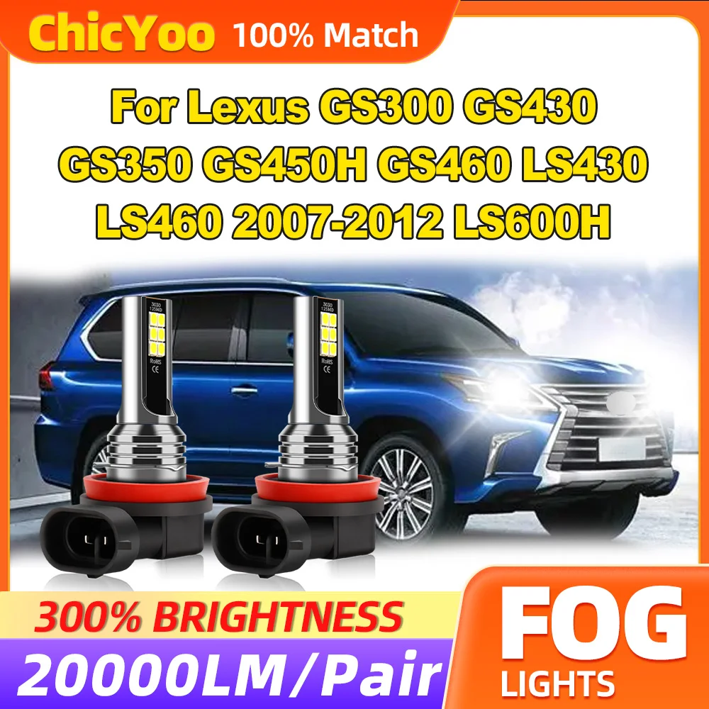 60W LED Fog Lights 20000LM Super Bright Fog Lamp 12V 6000K For Lexus GS300 GS430 GS350 GS450H GS460 LS430 LS460 2007-2012 LS600H