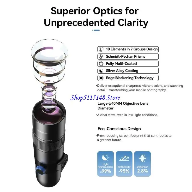 F3MA Photography Lens 36X Telephoto Lens with Tripod for Most Smartphones Picture Video Taking Telephoto Phone Lens