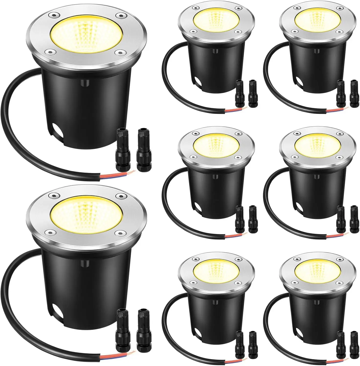

8 Pack 7W LED Well Lights Low Voltage Outdoor Landscape In Ground 12V-24V for Floor Pathway Garden Driveway Patio Decors