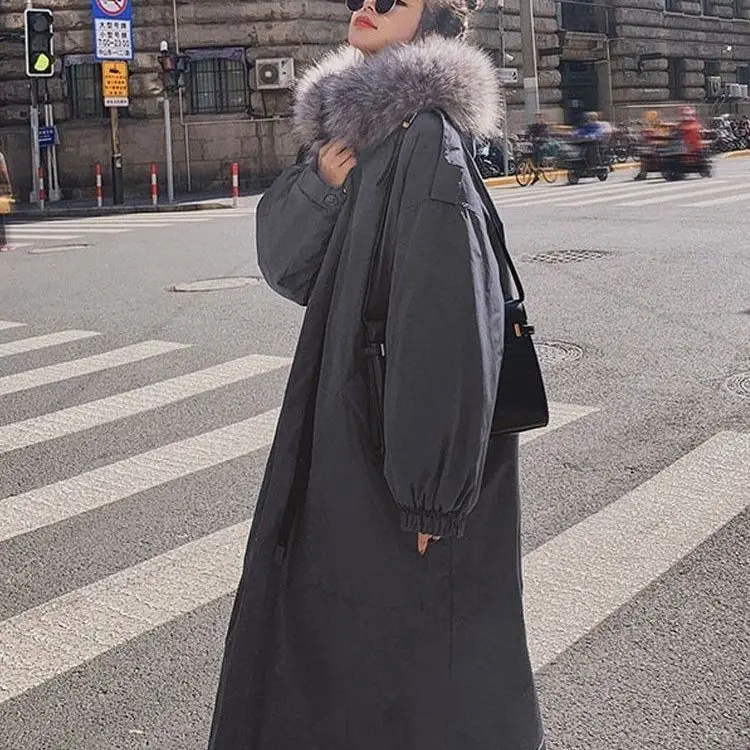 Winter New Women's Cotton Jacket Loose Hooded Windbreaker Parka Cotton Jacket