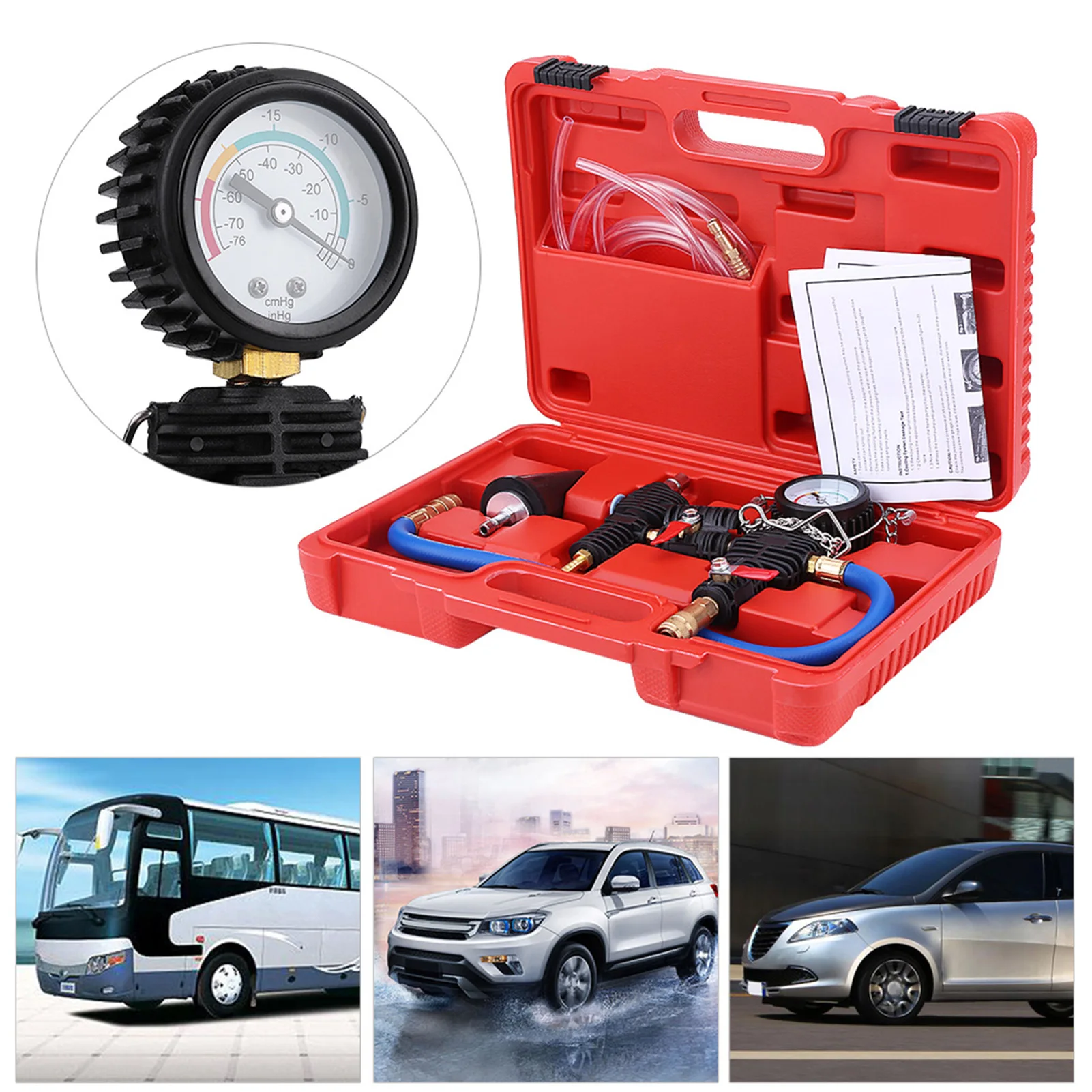 Auto Koelsysteem Vacuümreinigings- & Koelvloeistofvulset met Draagkoffer voor Auto SUV Koeler Vacuümreinigingsgereedschap Koelvloeistofvulgereedschap