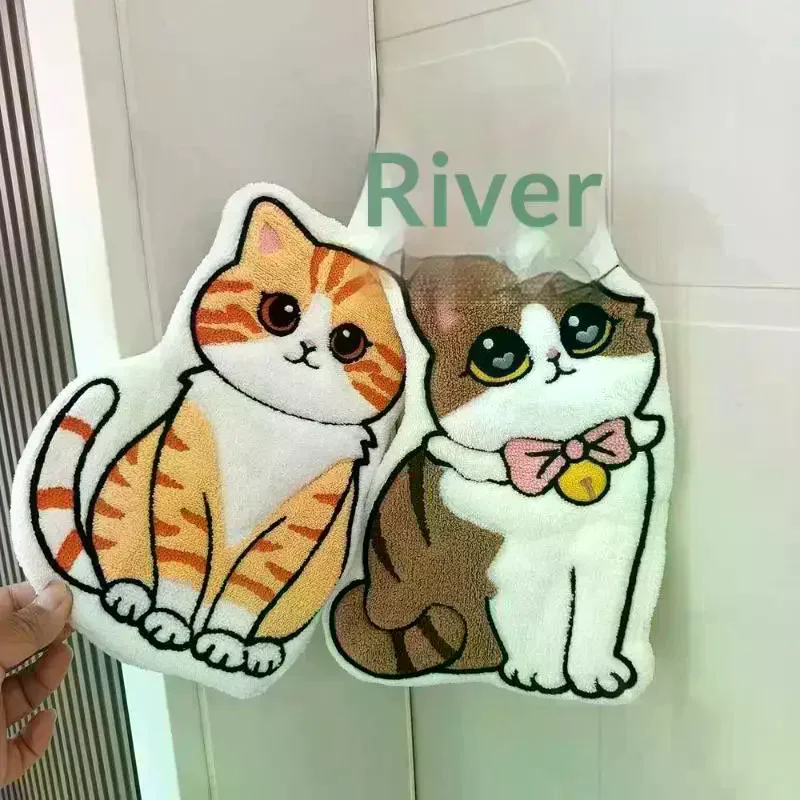 Cats Dog Bathroom Hand Cloth Absorbent Hand Cloth Hanging Towels Soft Quick Drying For Kitchen And Bathroom Household Cartoon