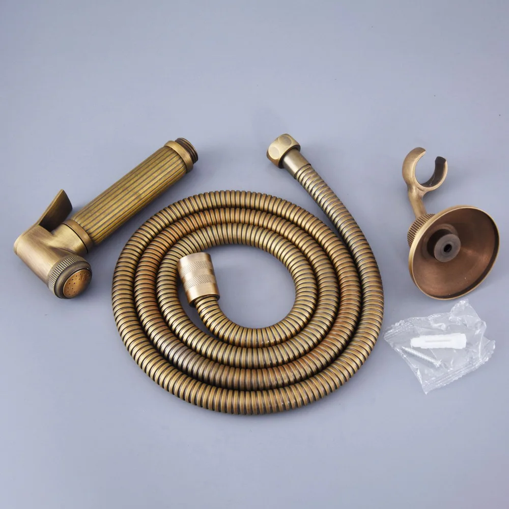 

Antique Brass Hand Held Toilet Bidet Sprayer Bathroom Shower Water Spray Head Kit with 1.5 m Hose and Holder