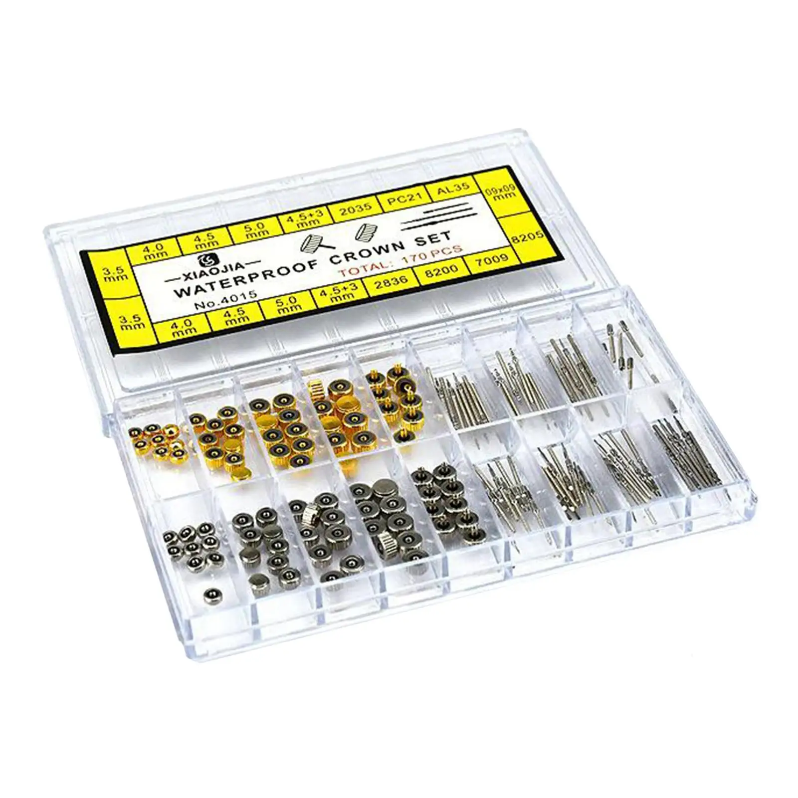 Watch Repairing Tool Accessory Stainless Crown Spring Bar Set for Watchmakers with Multi Size Replacement Parts for Watch Bands