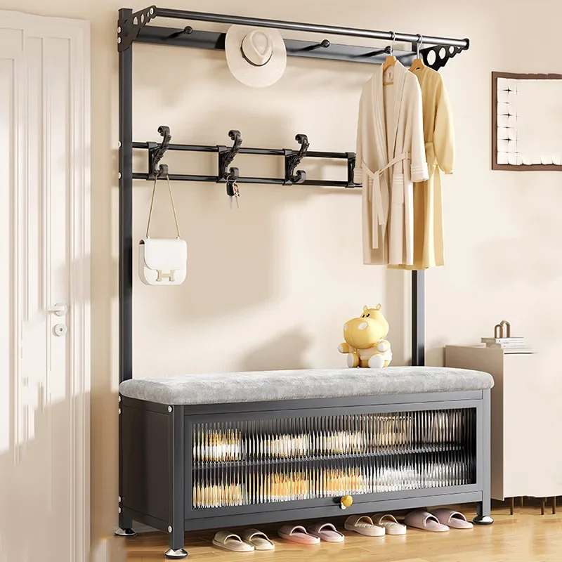 Wall Mount Black Clothes Rack Place Saving Aesthetic Storage Standing Clothes Rack Shelves Hanger Perchero De Pie Home Furniture