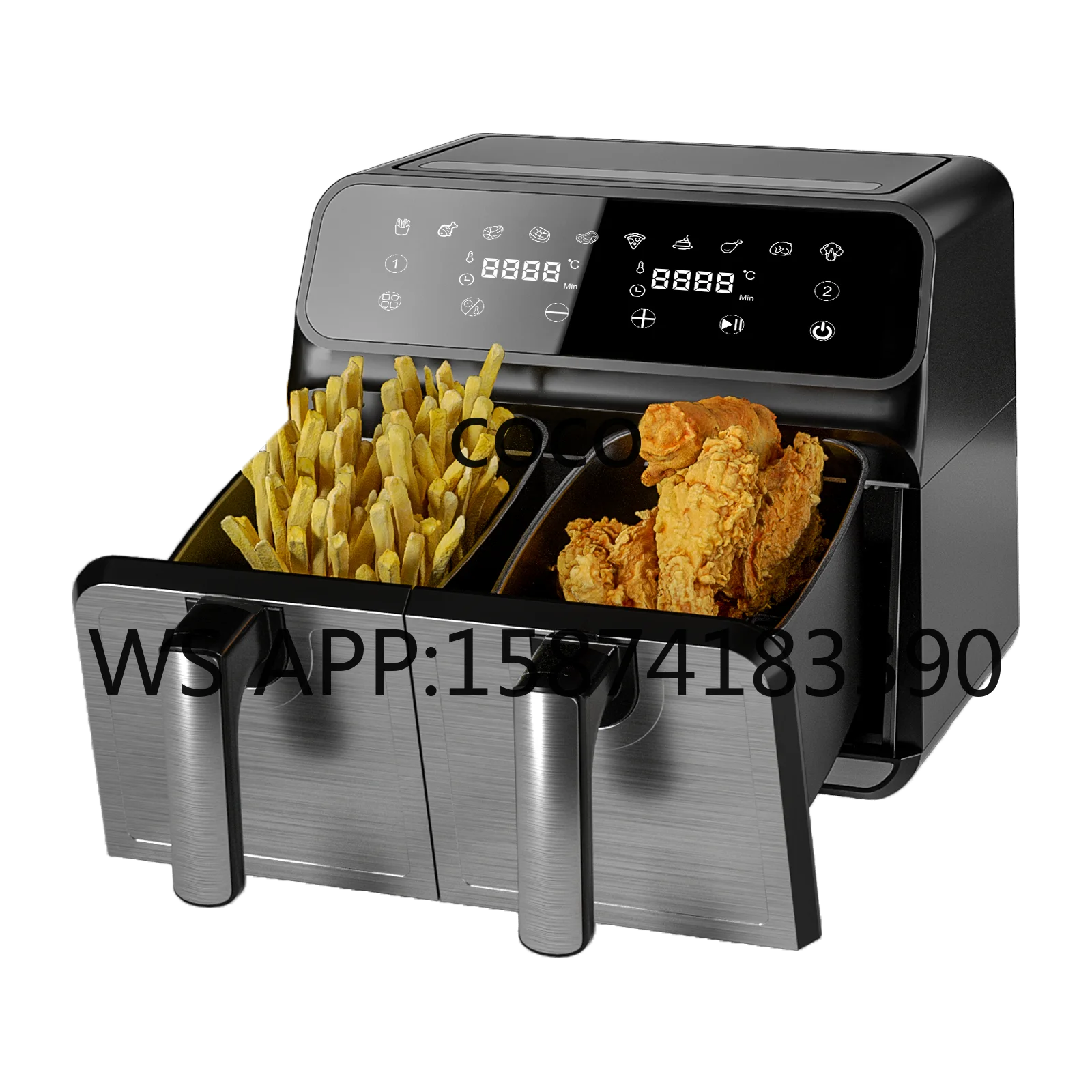 Dual Independent 4.0L Basket Air Fryer, 4-in-1 Multifunction Digital Air Fryer