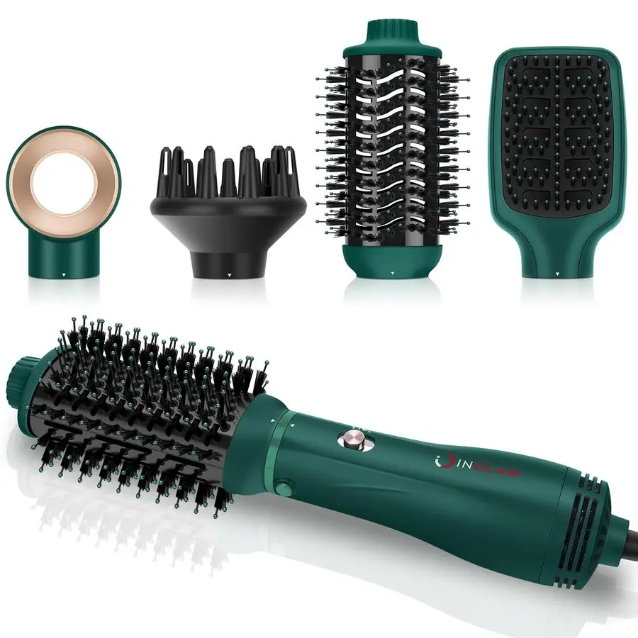 

Hair Dryer Brush, 4in1 Detachable Blow Dryer Brush, Ionic Diffuser Hair Dryer amp Styler Volumizer with Oval Titanium Barrel, On