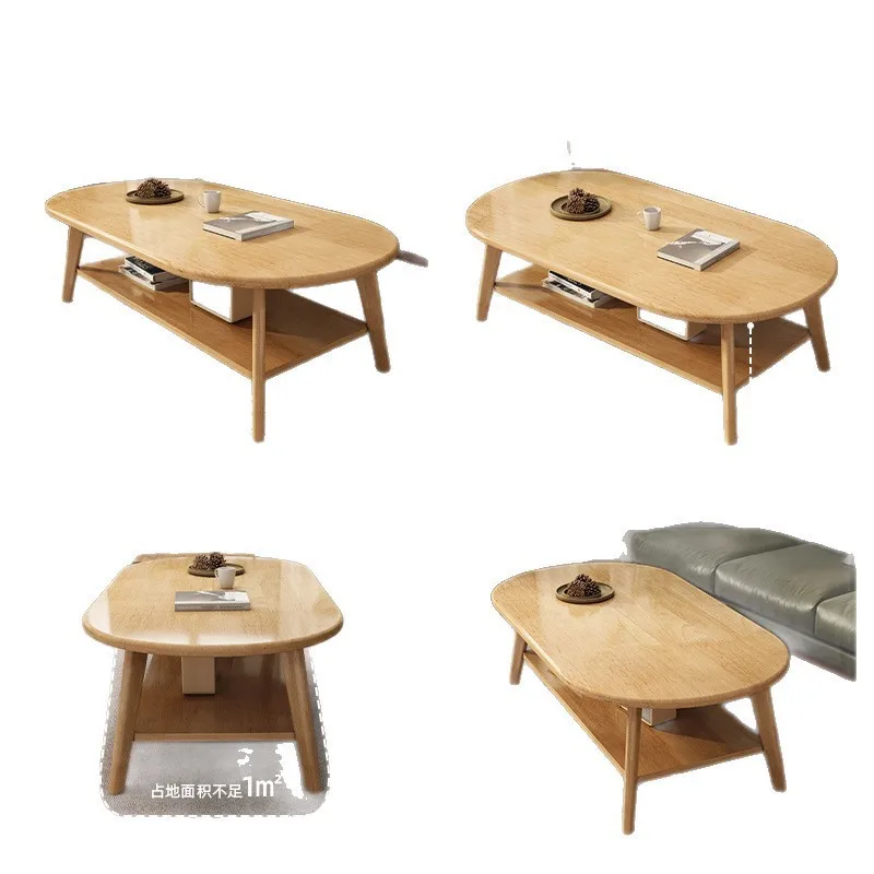 Solid Wood Coffee Living Room Simple Log Wind Simple Household Double Table Small Apartment Sofa Tea Table Eating