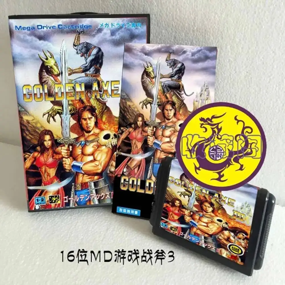 Golden Axe III con caja y cartucho manual para tarjeta de juego Sega MD de 16 bits, sistema MegaDrive Genesis