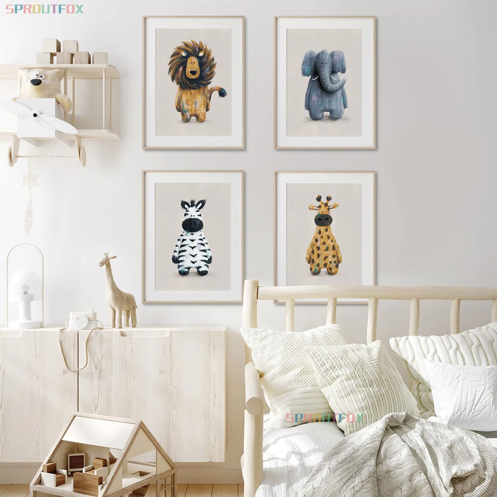 Giraffe, leeuwen, olifant canv - Baby Nursery Frames recensie en prijs