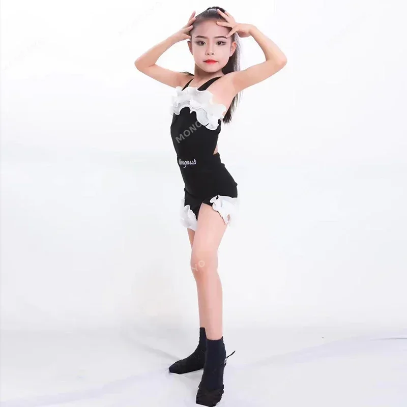 Latin Dance Dress for Girl Ballroom Dancing Rumba Samba Latin Dance Costume Kids New Collar Modern Carnival Jazz Dancewear