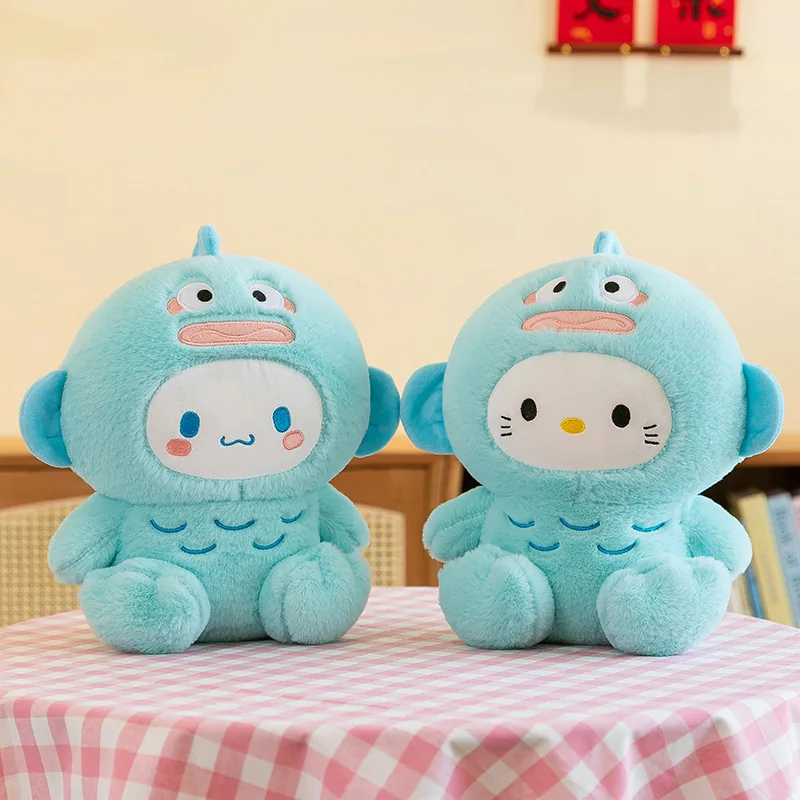 約28cm サンリオ ハンギャドン ハローキティ シナモロール 変身人魚人形枕 ストレス解消と癒しのおもちゃ 睡眠仲間