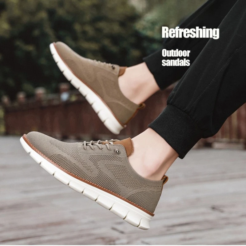New Men's Lightweight Loafers - Breathable mesh fabric Casual Shoes Laces Comfortable Big Size Men Footwear