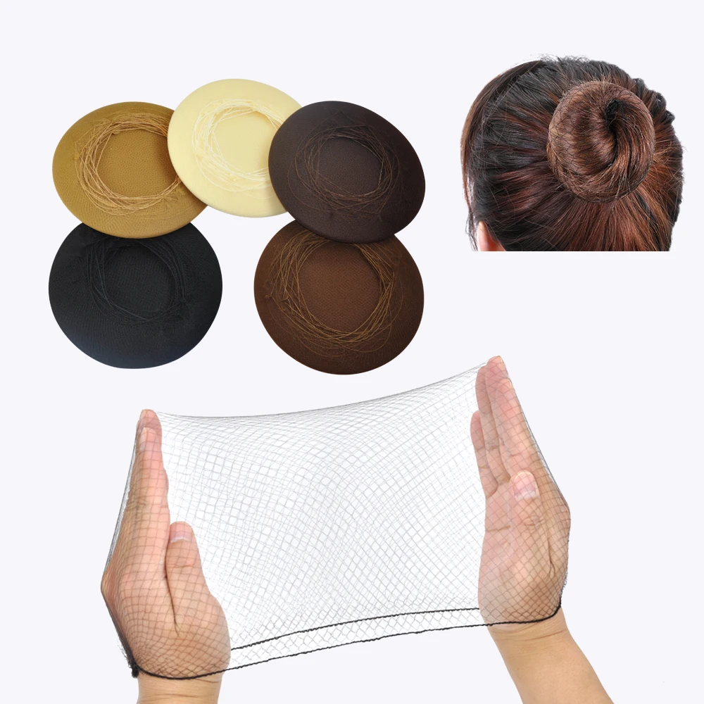 72pcs/lot Nylon Hairnet 20cm Hair Hairstyle Tool Black Dark Brown Brown Beige Coffee Invisible Soft Elastic Lines Hair Net