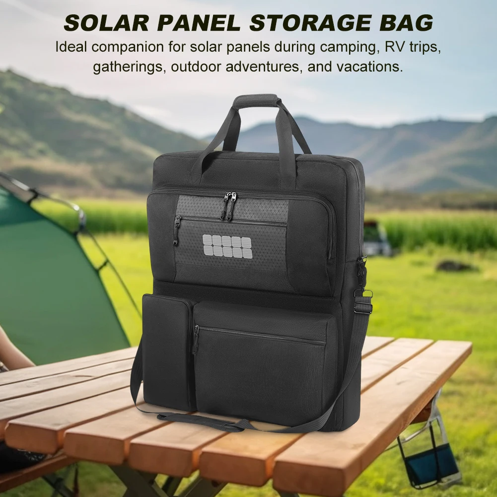 Solar Panel Carrying Case Large Capacity Padded Travel Solar Panel Organizer Multi-Pocket for Portable Solar/BLUETTI 100W & 200W
