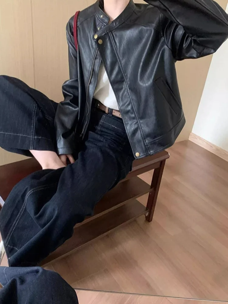 ファッショナブルな革製ジャケット レディース 2025年秋新作 韓国版 多用途アウター ハイエンド感 スリムトップ