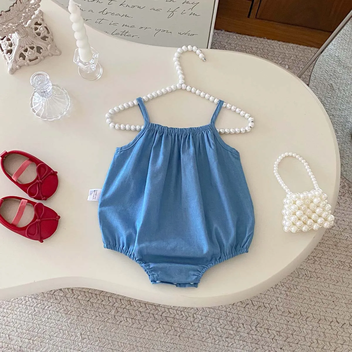 Summer baby cute three-dimensional mushroom sling jumpsuit, baby girl summer comfortable and cute sling jumpsuit, very suitable