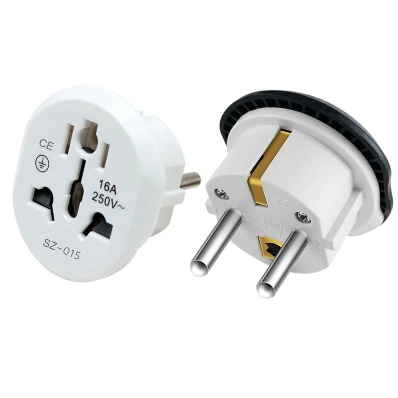 Korea EU Plug Adapter 16A 250V Travel Adapter Converter 2 Round Socket High Quality Universal AU US UK CN To EU KR Wall Socket